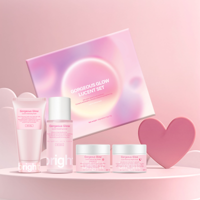 Private Label Soothing Acne Marks Fade Dark Spots Brightening Moisturizing Gorgeous Glow Lucent Boosting Skin Care Set