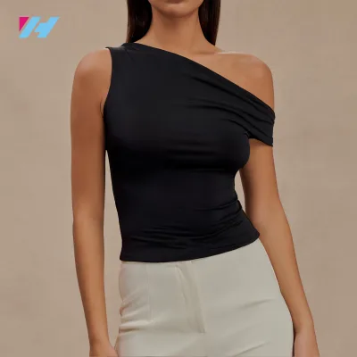 Custom Summer Sexy Sleeveless Black Women Off Shoulder Top