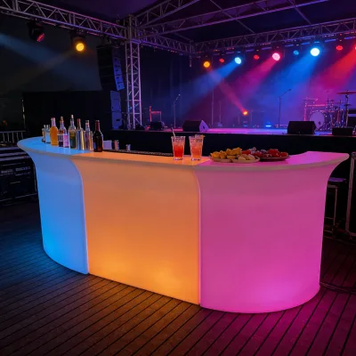 Portable LED Lighted Bar Counter Table Modern for Home Bar Gym Coffee Shop Restaurant Night Club Party Event Rental Furniture
