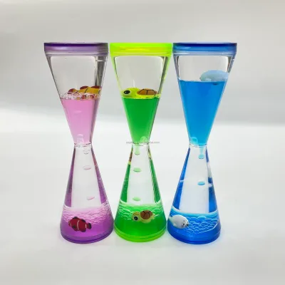 Marine Animal Floating Liquid Timer Dolphin Turtle Clownfish Oil Drop Motion Bubbler Hourglass Relax Desk Ornament Sensory Toy