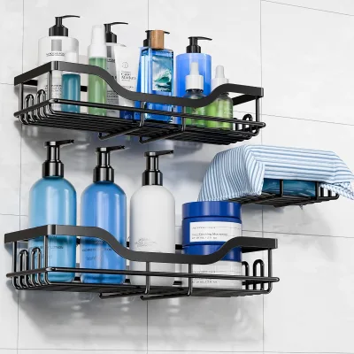 Custom Design Modern Wall Mounted 3-Pack Non-Folding Stainless Steel Shower Caddy Adhesive Rustproof Waterproof No-Drill Soap