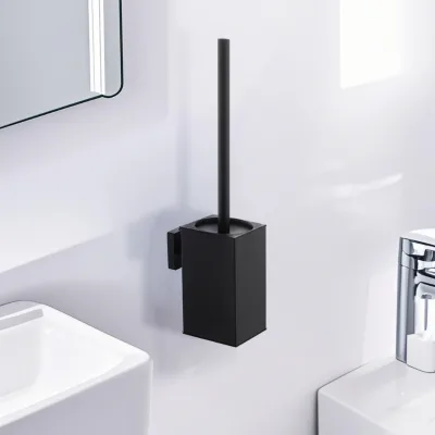 304 Square Stainless Steel Modern and Simple Toilet Brush Hotel Bathroom Anti-Odor Lid Wall-Mounted Perforated Cleaning