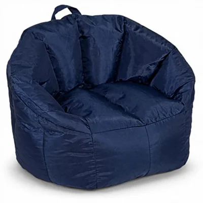 One Seat Bean Bag Chair Milano Design Durable Easy-Clean Navy Lightweight Refillable Nylon Polyester Blend for Kids Teens