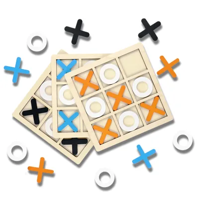 2024 Hot Sale Wood Table Games Three Line Ox Puzzle Board Wooden Board Tic-tac-toe Toys Montessori Educational Toys