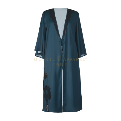 Embroidery Robe Full-length Velvet Satin Silk Robes for Sleep