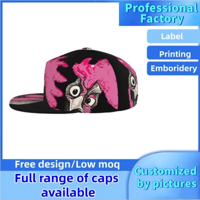 Cartoon Flamingo All Over Print Snapback Hat Unisex Hip Hop Flat Brim Baseball Cap