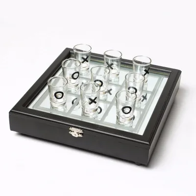 Adult Party Custom Board Game-Ludo with 16 Shot Glasses Tic Tac Toe for Beverages & Glass Drinks Fun and Exciting Entertainment
