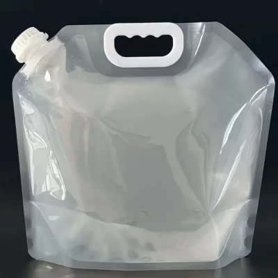 5 Liter Clean Packaging Spout Pouch Water Plastic Bag Transparent Grain Storage Suction Bags with Handle for Beer Juice