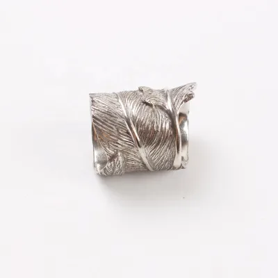 Roll up the Leaf Originality Antique Silver Napkin Rings for Wedding Dinning