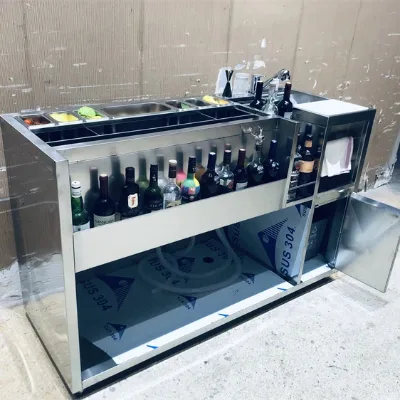 160cm Standard Set bar Table Professional Modular Barman Work Station Sink Ice Tray Efficient bar Built