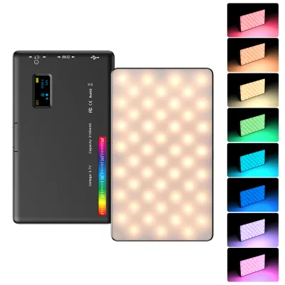 Dimmable Photography RGB LED Light Video Camera Light with Phone Clip and Tripod for Selfie/Makeup/Live Stream