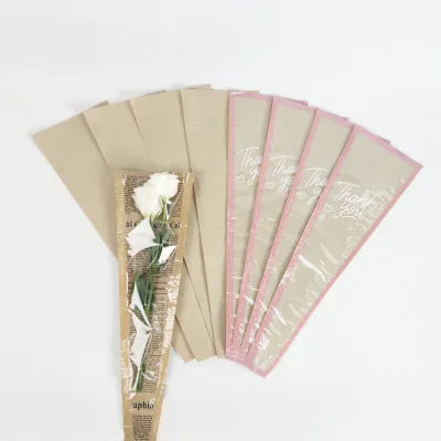 Bouquet Cut and Dried Flower  Pack Kraft Paper Single Rose Flower Sleeves Bags