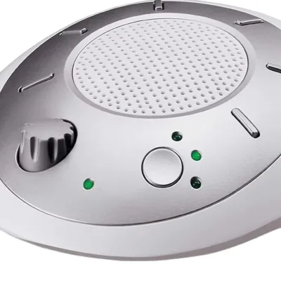 Homedics SoundSleep White Noise Machine Silver Small Travel Size 6 Relaxing Nature Sounds Battery Powered Portable Therapy Home