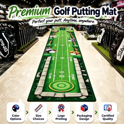 Wholesale Professional Golf Putting Mat with Yardage Markers and Anti-Slip Backing for Golf Club Academy Training