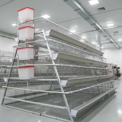 New H Type 3/4 Tier Automatic Layer Chicken Cage with Anti-rust Paint CE Certified 90-200 Capacity