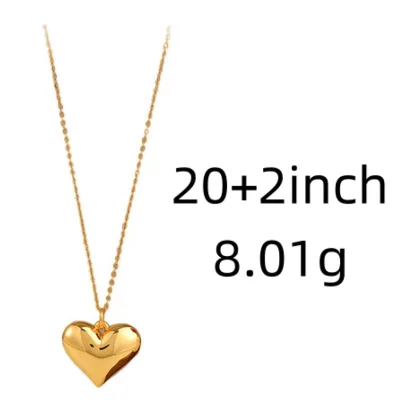 Aimee Competitive Price Simple Versatile Trendy Glossy Brass Charm Pendant Necklace Gold Plated Long Heart Certified Ladies Gift