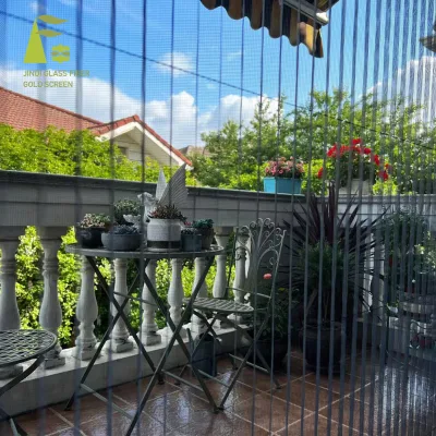 JINDI Fiberglass Polyester Mixed PVC Coating Pleated Mesh Folding Screen Door Pleated Insect Screen