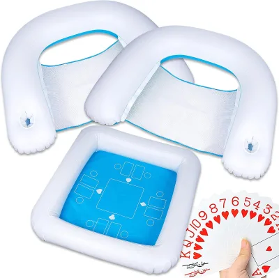 Cross-border Best-selling PVC Inflatable Water Poker and Mahjong Raft Pool Leisure Party Table and Chair Set 95x70cm