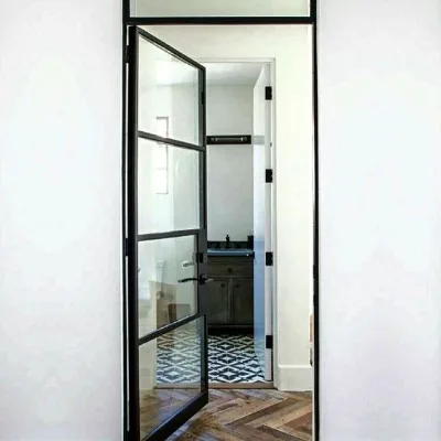 Jindoor Contemporary Double Large Glass Steel Sliding Door Impact Thermal Living Room Partition French Meticulous Iron