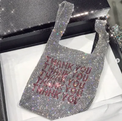 Factory Direct Sale Luxury Stylish Bling Rhinestone Evening Handbags Sparkling Crystal Crossbody Bag