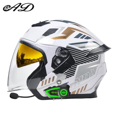 ABS Material Motorcycle Helmet With Blue Tooth Unisex Casco DOT Standard Motorcycle Helmets Cotton Lining Open Face Helmet