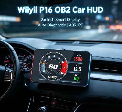 Wiiyii P16 2.6 Inch Universal OBD2 Smart Car HUD with Auto Diagnostic ABS+PC Material 1-Year Warranty