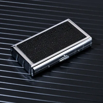 Cigarette Storage Case Wholesale Men Durable Reusable Metal Case Metal Leather Cigarette Case for All Cigarette Sizes
