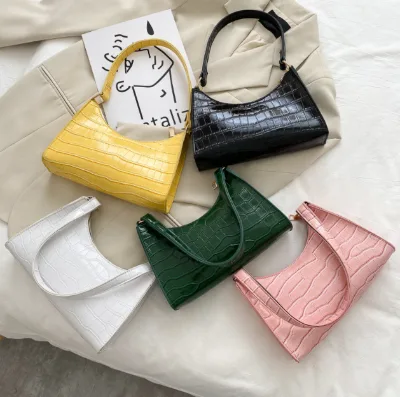 Hot Selling Underarm Bag Lady Crocodile Print PU Leather Shoulder Bag Handbag for Women