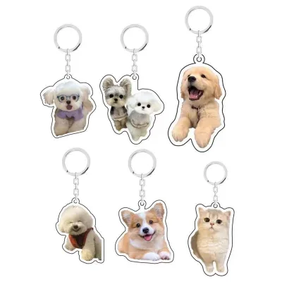 Dropshipping Pet Customized Acrylic Keychain Custom Dog Cat Pendant Portrait Personalized Pet Figure for Dog Lovers/Pet Loss