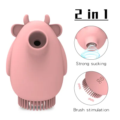 4 Color 2 in 1 Calf-shaped Clitoral Sucking Vibrator Rechargeable Waterproof Silicone Sucking Toys for Couples Pleasure