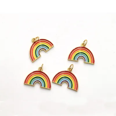 New Design 18K Gold Plated Copper Alloy Rainbow Pendant Charm for DIY Jewelry Findings