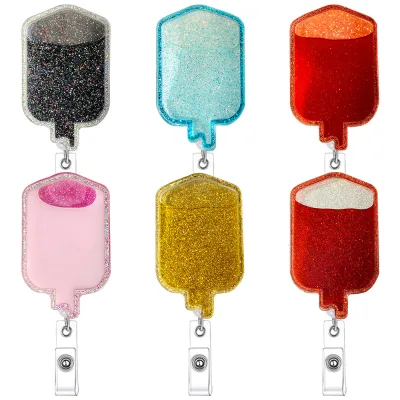 Wholesale Retractable Rotatable Sparkling Glitter Badge Reel ID Holder for Hospital Office Hotel