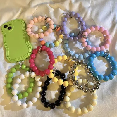 Mobile Phone Lanyard Wrist Strap Macaron Color Chain Short Cell Phone Case Lanyard Key Pendant for Samsung iPhone Huawei Xiaomi