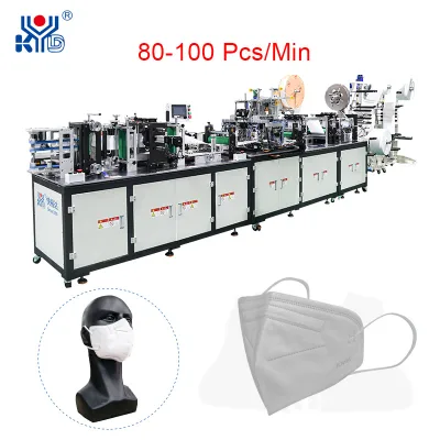 High Speed Fully Automatic Flat-Fold FFP2 Respirator Machine Nose Foam Breathing Valve Non-Woven Fabrics Industrial Dust