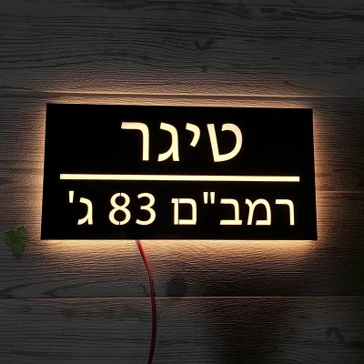 Custom Made Hebrew LED House Number Sign Outdoor Luminous Business Logo Metal Backlit Address Plaque Apartment Door Number Light