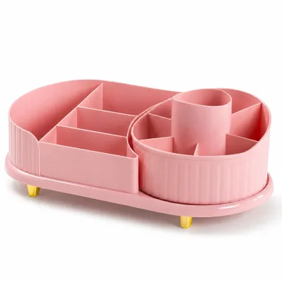360-degree Rotating Instagram Style Cosmetic Organizer Large-capacity PP Plastic Drawer Compartments Makeup Vanity Lid Makeup