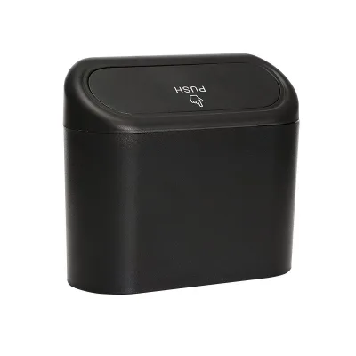 Car Trash Bin Hanging Vehicle Garbage Dust Case Storage Box Black Square Pressing Type Trash Can Auto Interior Accessories