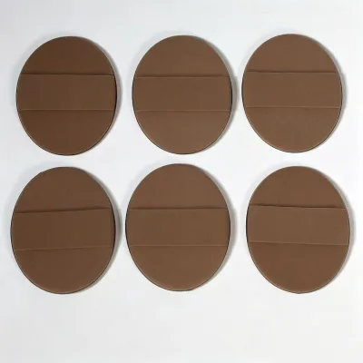 Brown Oval Dual-Sided Makeup Sponges Wet & Dry Use Cushion Powder Puffs for BB Cream & Foundation Application