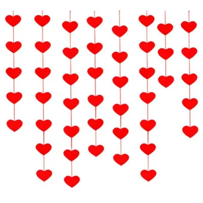 Valentine's Day Heart Banners Holiday Hanging Decorations Felt Heart Garlands for Wedding Party Birthday Supplies