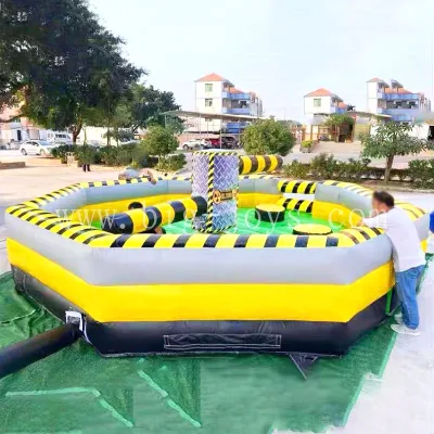 Outdoor Amusement Park Inflatable Sport Game Wipeout Jumping Obstacle Sweeping Leg Machine Game Inflatable Meltdown for Sale