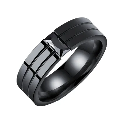 Personality Titanium steel ring Men's Black Zircon Classic Minimalist Fashion Gift