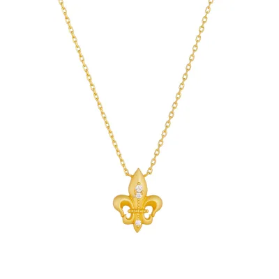 New Brushed Rhodium Plated Iris Necklace for Women Collarbone Chain Trendy Light Luxury High-End Fashion Design