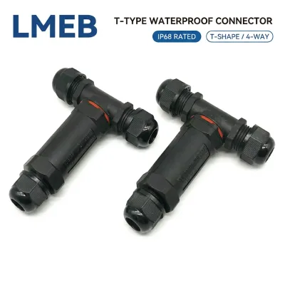 High Sealing T-shaped Four-Way Outdoor Waterproof IP68 Buried Cable Connector M25T Type Straight 5pin 4pin 2pin Plastic Cable