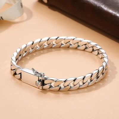 High Quality Fashion Stylish Miami Cuban Chain Men's Bracelet Trendy Classic Banquet Jewelry Gold Plated Pearl Stone Wholesale