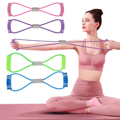 Wear Resistant TPE 8 Shape Resistance Band Comfort Grip Stretch Rope for Home Workout Wholesale