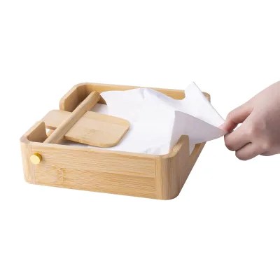 Bamboo Napkin Holder for Table Napkin Dispenser Wooden Tissue Napkin Holders for Kitchen Bar Restaurant
