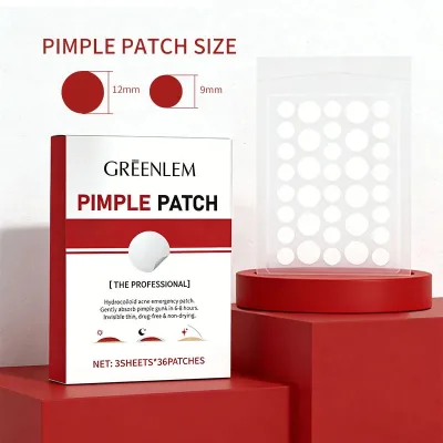 Greenlem Private Label Tea Tree & Calendula Acne Removal Patches for All Skin Types-3 Sheets * 36 Patches Private Label