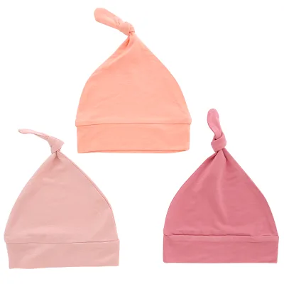 Skin Care Soft and Breathable Bamboo Viscose Solid Color or Custom Print Newborn Baby Hats