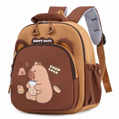 HY198 New Kindergarten Backpack Kapibala Children's Schoolbag Cartoon Cute Girl Boy Backpacks