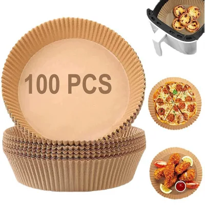 100 Pcs Large Size Food Grade Round Disposable Oil-proof Air Fryer Paper Liners